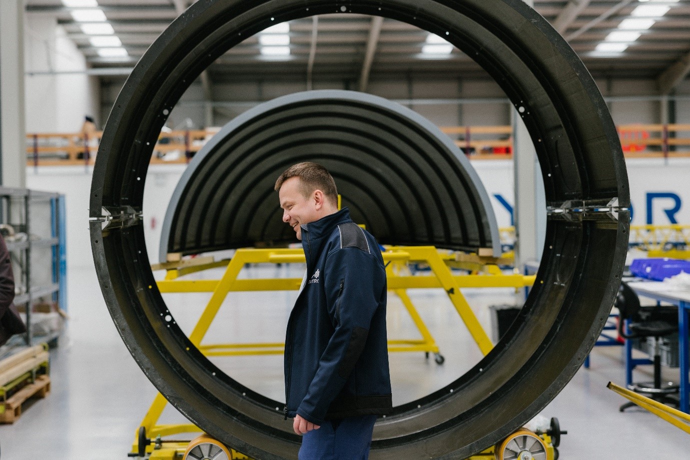 Skyrora CEO smiling in Skyrora engineering facilities.